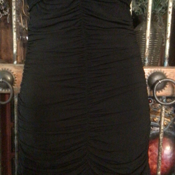BCBG MAXAZRIA ROUCHED LITTLE BLACK DRESS SIZE LARGE - Picture 3 of 7